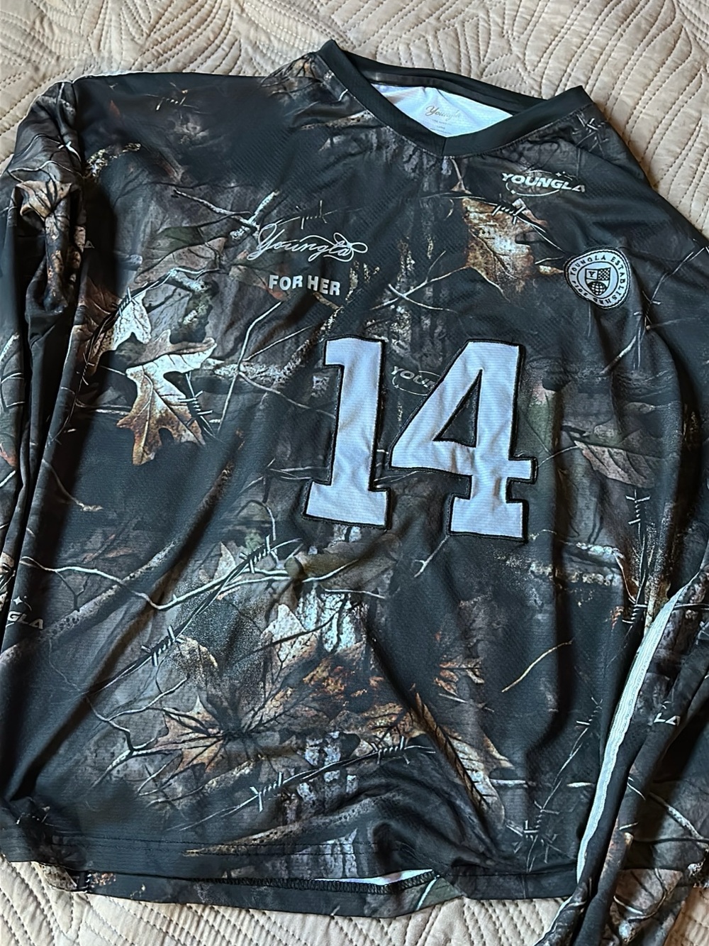 YoungLA Women's Long-Sleeve Camo Tee in Black and Brown